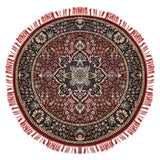 Kashani Saaj - Hand Knotted Wool Rug In Maroon/Navy Blue