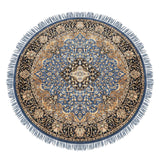 Firoozeh - Hand Knotted Wool Rug In Turkish Blue/Mushroom Brown
