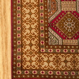 Safaviya - Hand Knotted Silk Rug In Red/Gold