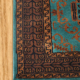Khorasan - Hand Knotted Wool Rug In Turquoise Blue/Red