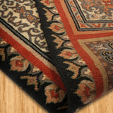 Anara - Hand Knotted Wool Rug In Navy Blue/ Orange