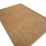 Saanjh - Hand Knotted Wool Rug In Grey/Orange
