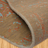 Saanjh - Hand Knotted Wool Rug In Grey/Orange