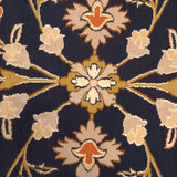 Roshni - Hand Knotted Silk Rug In  Navy Blue/ cream