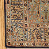 Zariya - Hand Knotted Silk Rug In Navy Blue/Mushroom