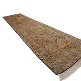 Zariya - Hand Knotted Silk Rug In Navy Blue/Mushroom
