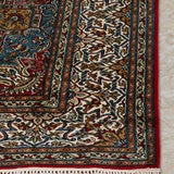 Saharina - Hand Knotted Silk Rug  in  Red/Cream