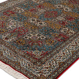 Saharina - Hand Knotted Silk Rug  in  Red/Cream