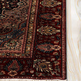 Shazaan - Hand Knotted Wool Rug In Navy Blue/ Maroon