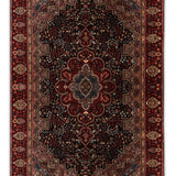 Shazaan - Hand Knotted Wool Rug In Navy Blue/ Maroon