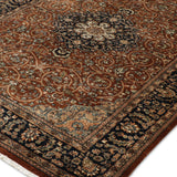 Zahiraa - Hand Knotted Wool Rug in Brown/Navy blue