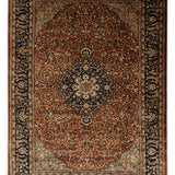Zahiraa - Hand Knotted Wool Rug in Brown/Navy blue