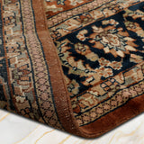 Zahiraa - Hand Knotted Wool Rug in Brown/Navy blue