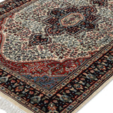 Rivaan - Hand Knotted Wool Rug in Cream/Navy Blue