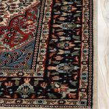 Rivaan - Hand Knotted Wool Rug in Cream/Navy Blue
