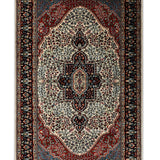 Rivaan - Hand Knotted Wool Rug in Cream/Navy Blue