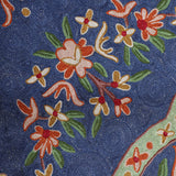 Solvane - Chain Stitch Embroidery Cotton Rug In Blue/Red