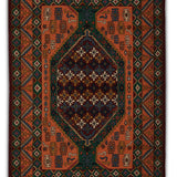 Tazvora - Chain Stitch Embroidery Wool Rug In Orange/Green