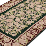 Shayra - Chain Stitch Embroidery Wool Rug In Green/Maroon
