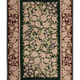 Shayra - Chain Stitch Embroidery Wool Rug In Green/Maroon