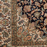 Yasamin - Hand Knotted Silk Rug In Navy Blue/Ivory