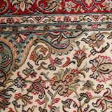 Narges - Hand Knotted Silk Rug In Cream/Red