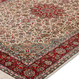 Narges - Hand Knotted Silk Rug In Cream/Red