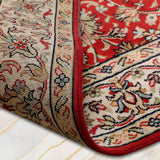 Zareen - Hand Knotted Silk Rug In Crimson Red/ Cream