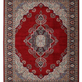 Zara - Hand Knotted Wool Rug In Crimson Red/Navy Blue