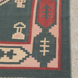 Selma - Hand Knotted Cotton Rug In Green/Maroon