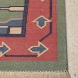 Nia - Hand Woven Cotton Rug In Green/Beige