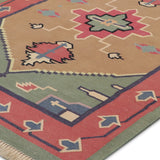 Nia - Hand Woven Cotton Rug In Green/Beige