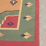 Jada - Hand Knotted Cotton Rug In  Olive Green/Red