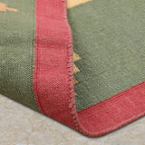 Jada - Hand Knotted Cotton Rug In  Olive Green/Red