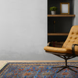 Noshirwan – Hand Knotted Wool Rug in Blue/Rust